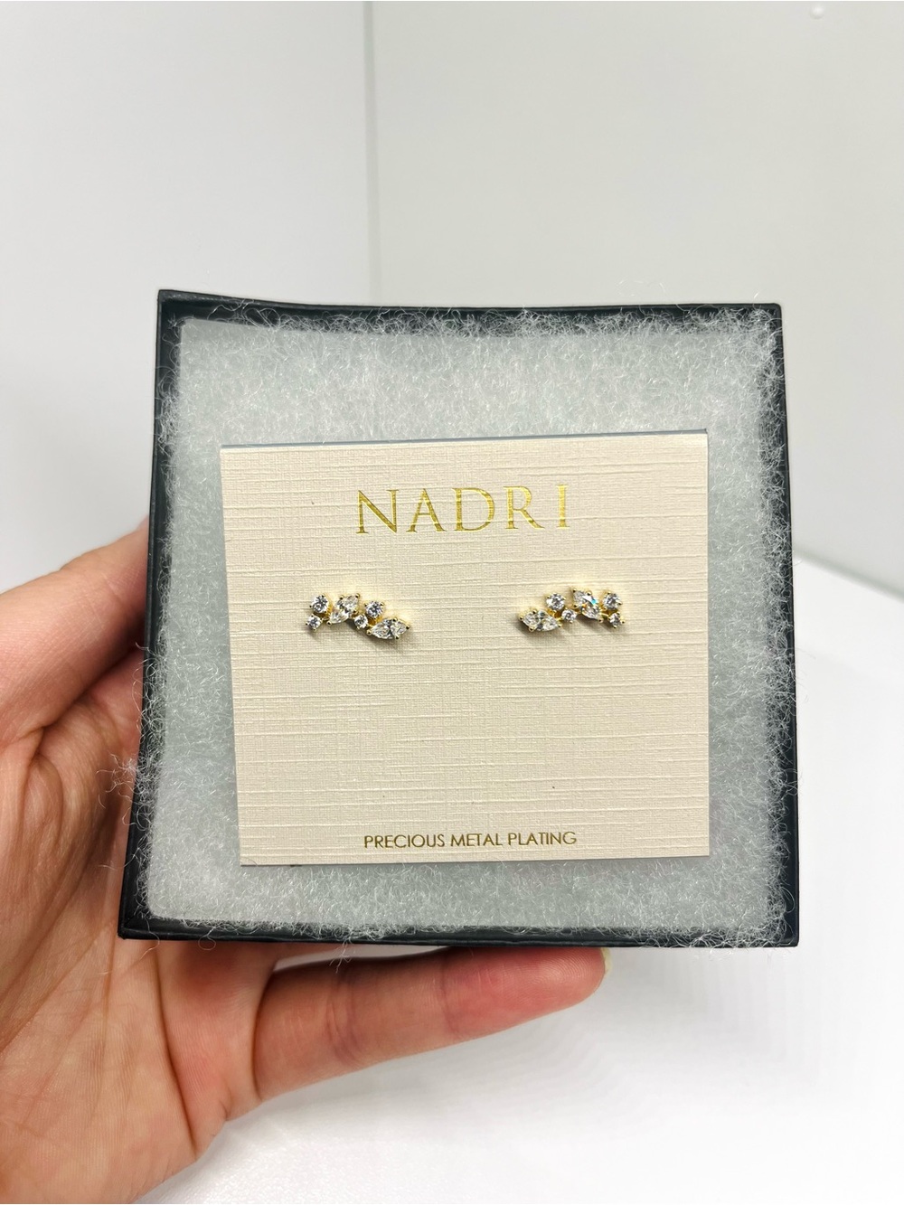 Nadri Gold Leaf Crystal Mini Stud Earrings - Women Jewelry